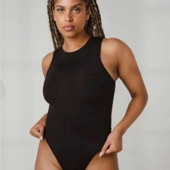 vitality Tops - Vitality Balance Athletica Allora Black High Neck Thong Bodysuit, Large (W2)